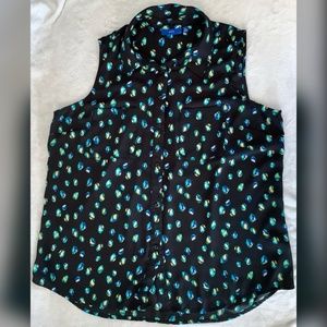Apt 9 Button Down Sleeveless Top Cheetah Print Blo